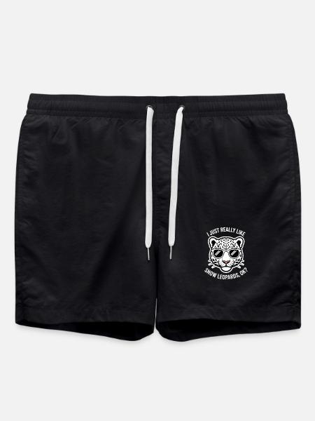 Schneeleopard Sprüche Süßes Schneeleopard Geschenk - Badeshorts - Schwarz