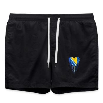 Tropfendes Herz von Bosnien und Herzegowina - Badeshorts - Schwarz - Vorne - AI Model Male 185 light (185cm)