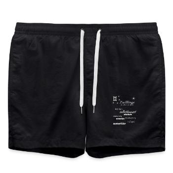 Zwillinge_Sternzeichen - Badeshorts - Schwarz - Vorne - AI Model Male 185 light (185cm)