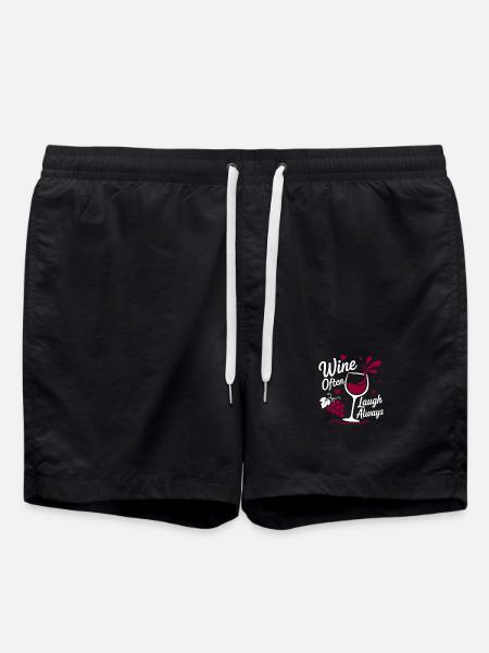 Wine Often Laugh Always - Swim Trunks - black