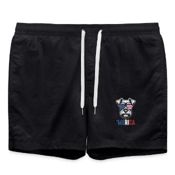 Merica Patriotic Schnauzer American Flag Pride - Badeshorts - Schwarz - Vorne - AI Model Male 185 light (185cm)