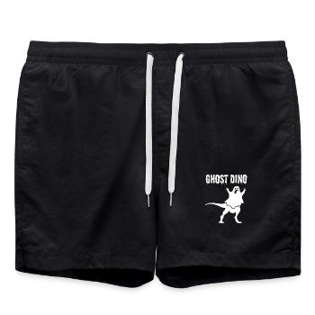 Funny Halloween Ghost Dino Funny Ghost Dinosaur - Badeshorts - Schwarz - Vorne - AI Model Male 185 light (185cm)