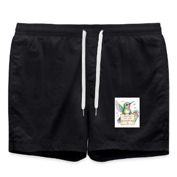 Hurra: Erster Kindergartenstart - Badeshorts - Schwarz - Vorne - AI Model Male 185 light (185cm)