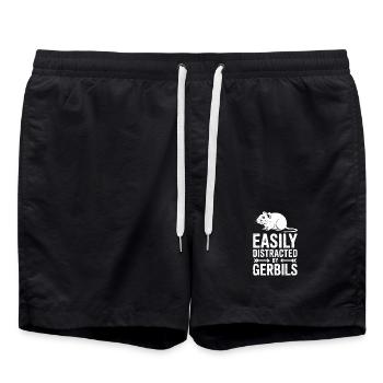 Mongolische Rennratte Sprüche Rennmaus Geschenk - Badeshorts - Schwarz - Vorne - AI Model Male 185 light (185cm)