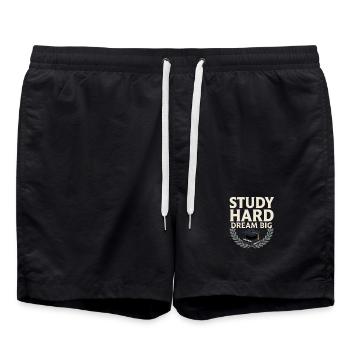 Student Motivation – Study Hard Dream Big - Swim Trunks - black - Front - AI Model Male 185 light (185cm)