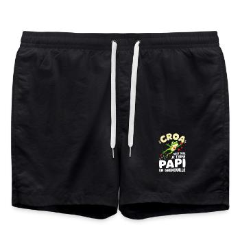 Croa Veut Dire Je T'aime Papi Grenouille - Short de bain - noir - Devant - AI Model Male 185 light (185cm)