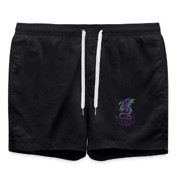 Dragon Love: Girl Motif - Swim Trunks - black - Front - AI Model Male 185 light (185cm)