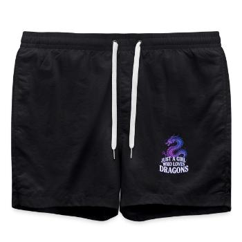 Dragon Love : Girl Loves Dragons - Short de bain - noir - Devant - AI Model Male 185 light (185cm)