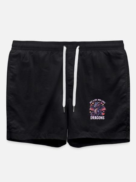 Nur ein Mädchen liebt Drachen - Badeshorts - Schwarz