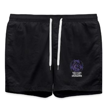 Girl Loves Dragon Artwork - Swim Trunks - black - Front - AI Model Male 185 light (185cm)