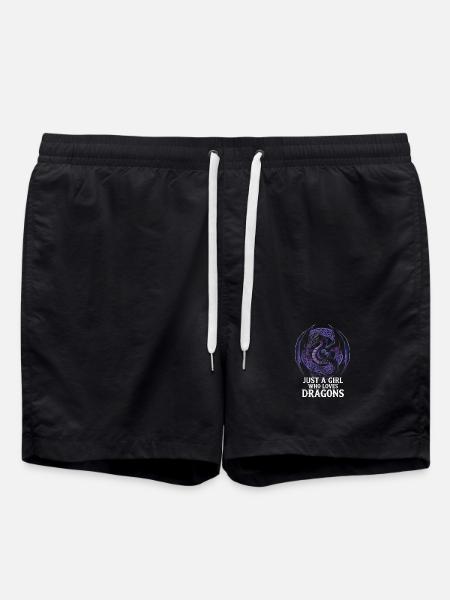 Mädchen liebt Drachen Grafik - Badeshorts - Schwarz