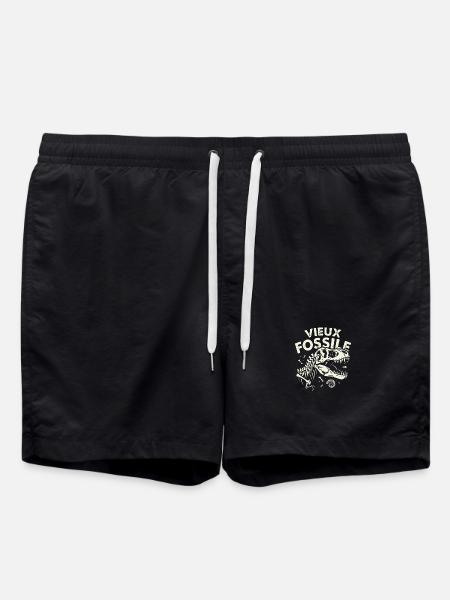 Old Fossil Dinosaur Humor Birthday - Swim Trunks - black