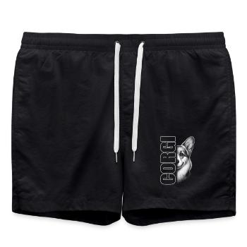 Portrait du corgi gallois avec lettrage - Short de bain - noir - Devant - AI Model Male 185 light (185cm)