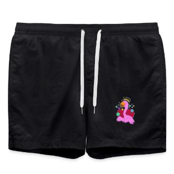 Lustiger Flamingo - Badeshorts - Schwarz - Vorne - AI Model Male 185 light (185cm)