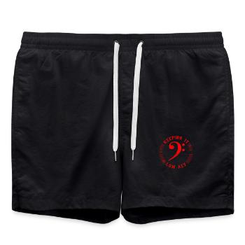 Bass Clef Red Keeping it Low Tone Musiker Geschenk - Badeshorts - Schwarz - Vorne - AI Model Male 185 light (185cm)