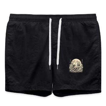 Vintage Octopus Under Full Moon With Sailing Ship - Swim Trunks - black - Front - AI Model Male 185 light (185cm)