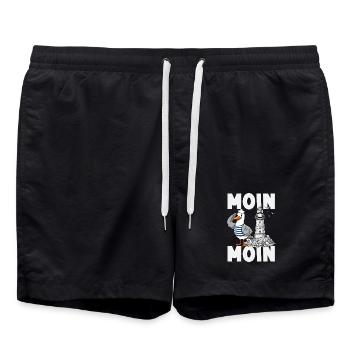Moin Moin Norden - Maritimes Norddeutsch Design - Badeshorts - Schwarz - Vorne - AI Model Male 185 light (185cm)
