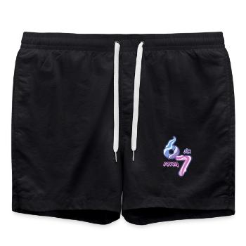 Candy Swirl 67 meme Neon Doodle - Swim Trunks - black - Front - AI Model Male 185 light (185cm)
