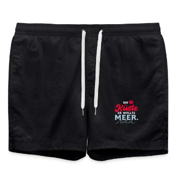 Sie Küste er wollte Meer, lustiges Wortspiel - Badeshorts - Schwarz - Vorne - AI Model Male 185 light (185cm)