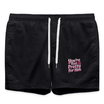 Too Pretty For Him Best Friend BFF Ex Breakup - Swim Trunks - black - Front - AI Model Male 185 light (185cm)