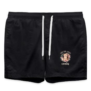 This girl loves coatis. - Swim Trunks - black - Front - AI Model Male 185 light (185cm)