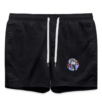 3 Basset Hounds Howling At Moon - Dog Mom Dad - Swim Trunks - black - Front - AI Model Male 185 light (185cm)