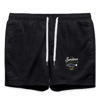 Sardines et Olive Vintage - Short de bain - noir - Devant - AI Model Male 185 light (185cm)