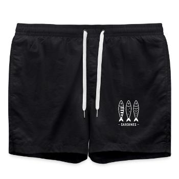 Trio sardines graphic - Swim Trunks - black - Front - AI Model Male 185 light (185cm)