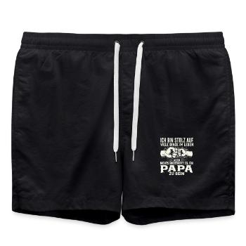 Stolz Vatersein: Nichts Überragt - Badeshorts - Schwarz - Vorne - AI Model Male 185 light (185cm)