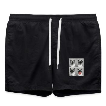 Katzen Colorpoint Kurzhaar Katze - Badeshorts - Schwarz - Vorne - AI Model Male 185 light (185cm)