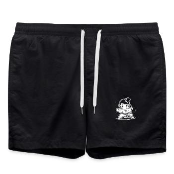 Look de Karaté Girl Cartoon - Short de bain - noir - Devant - AI Model Male 185 light (185cm)
