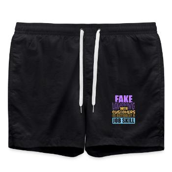 Kellner Barkeeper Ober Bar Bartender barchef - Badeshorts - Schwarz - Vorne - AI Model Male 185 light (185cm)
