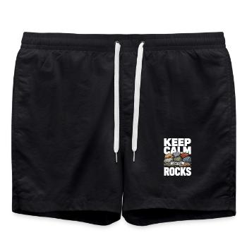 Stone Collector and Stone Searching Design Geology - Swim Trunks - black - Front - AI Model Male 185 light (185cm)
