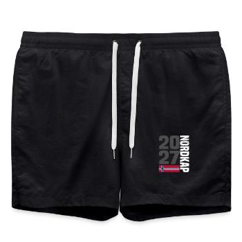 Norwegen Nordkap 2027 - Badeshorts - Schwarz - Vorne - AI Model Male 185 light (185cm)