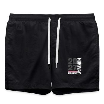 Norway Angeltour 2027 - Badeshorts - Schwarz - Vorne - AI Model Male 185 light (185cm)