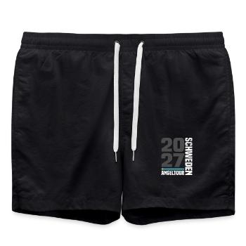 Schweden Angeltour 2027 - Badeshorts - Schwarz - Vorne - AI Model Male 185 light (185cm)