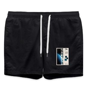 Neptune Retro Space Poster - Badeshorts - Schwarz - Vorne - AI Model Male 185 light (185cm)