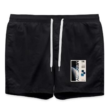 Merkur-Umlaufbahn-Poster - Badeshorts - Schwarz - Vorne - AI Model Male 185 light (185cm)