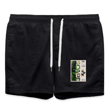 Aquascaping-Fischhalter-Fischraum-Kunst - Badeshorts - Schwarz - Vorne - AI Model Male 185 light (185cm)