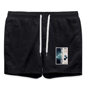 Flacherde-Theorie Moderne Kunst - Badeshorts - Schwarz - Vorne - AI Model Male 185 light (185cm)