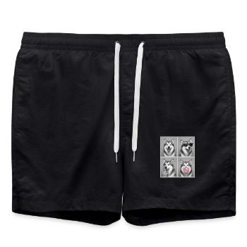 Hunde Alaskan Malamute Hund - Badeshorts - Schwarz - Vorne - AI Model Male 185 light (185cm)