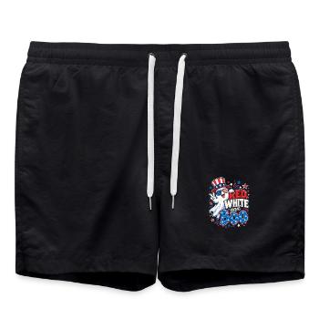 Rot-Weiß Blau Boo Patriotisch - Badeshorts - Schwarz - Vorne - AI Model Male 185 light (185cm)