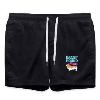 Basset Hound - Badeshorts - Schwarz - Vorne - AI Model Male 185 light (185cm)