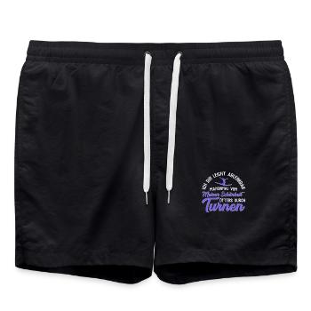 Turnen Mädchen Gymnastik Turnanzug Turnerin - Badeshorts - Schwarz - Vorne - AI Model Male 185 light (185cm)