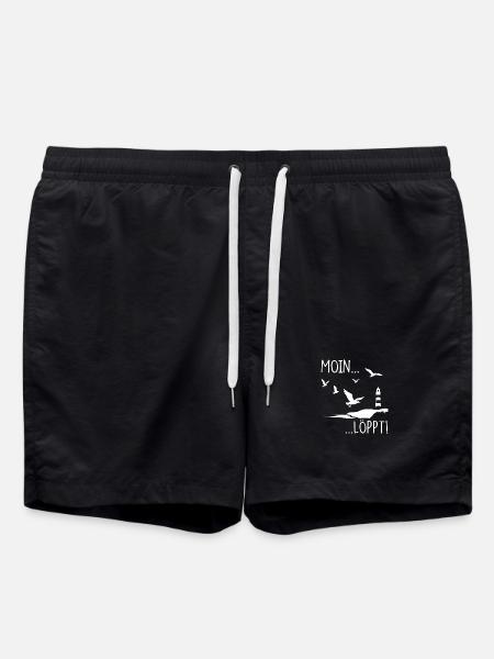 Moin Leuchtturm Möwen Küste Maritimes Geschenk - Badeshorts - Schwarz
