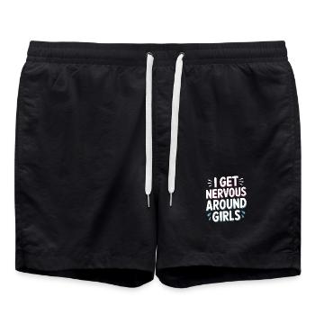 I Get Nervous Around Girls Lesben Schüchtern - Badeshorts - Schwarz - Vorne - AI Model Male 185 light (185cm)
