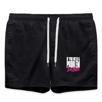 If You Need A Problem I'm Here Unruhestifter - Badeshorts - Schwarz - Vorne - AI Model Male 185 light (185cm)