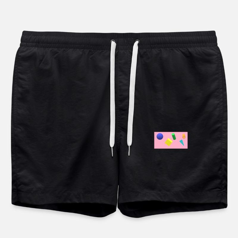 Vibrant Geometric Shape Composition - Swim Trunks - black