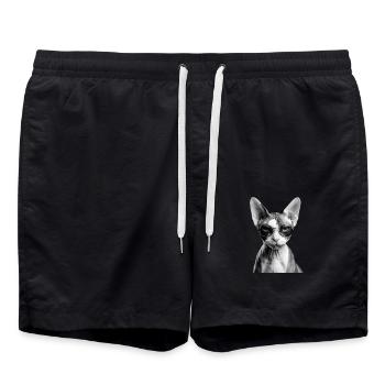Sphynx peu impressionné - Short de bain - noir - Devant - AI Model Male 185 light (185cm)