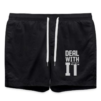 Deal with it Meme - Badeshorts - Schwarz - Vorne - AI Model Male 185 light (185cm)